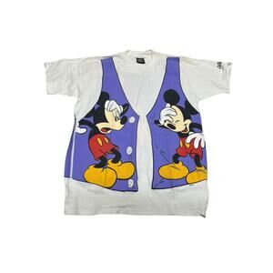 Vtg Mickey Mouse T Shirt Mens Medium Purple Vest Disney Sherry's Best USA Y2K